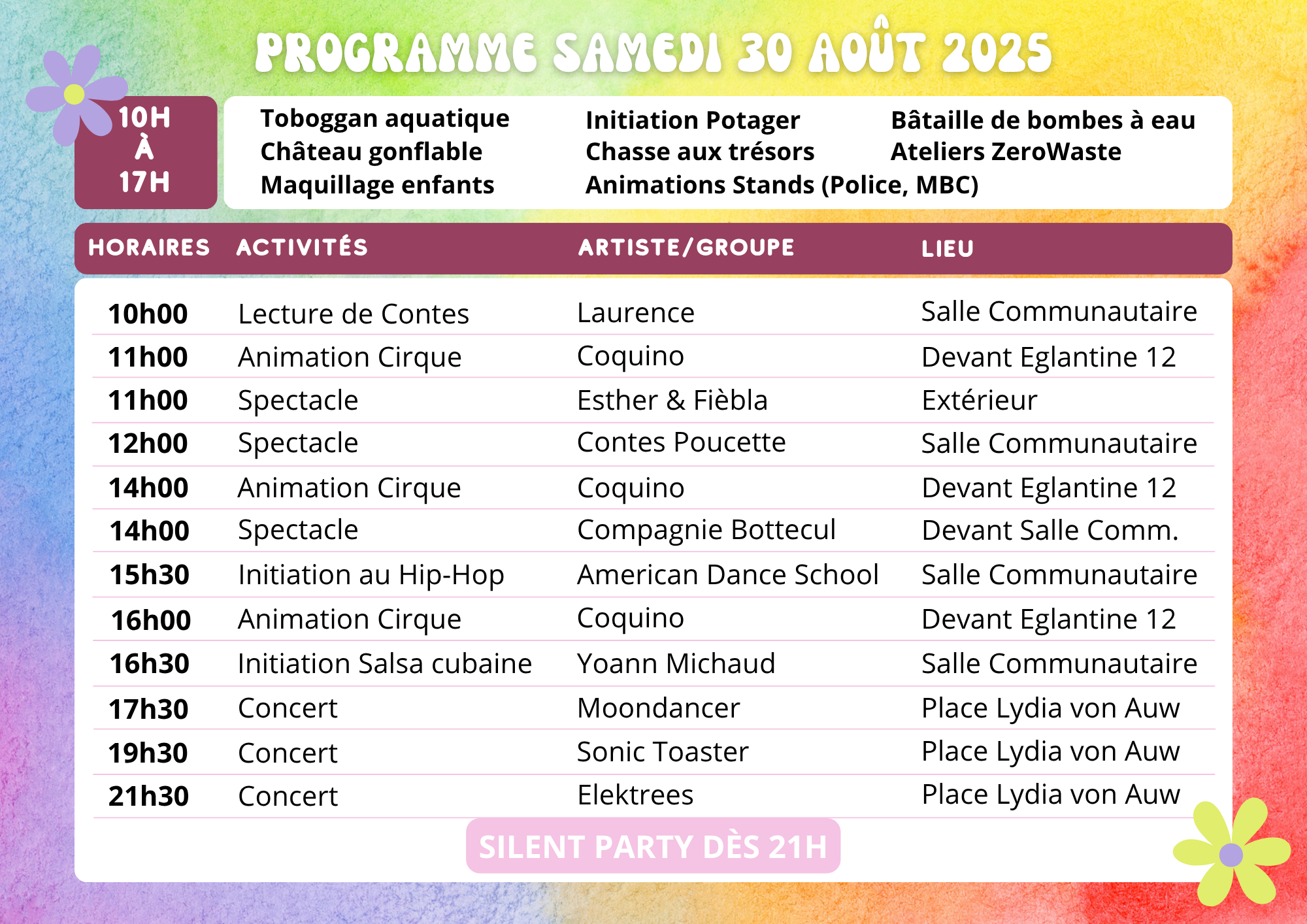Programme Festival Morges Eglantine 2025